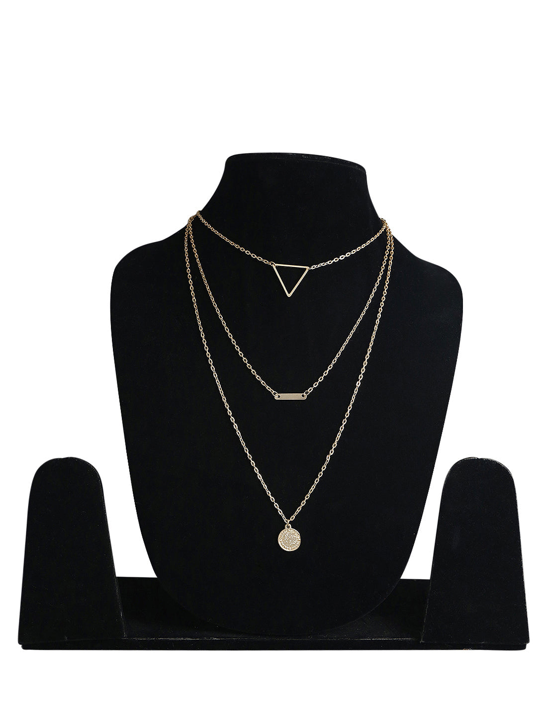 Gold-Polished Alloy Triangle & Coin Charm Necklace - The Pari | Swadesiicart