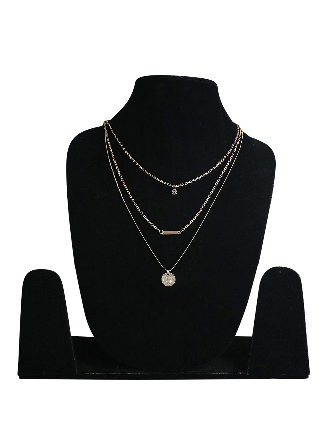 Gold-Polished Alloy Stone Plate & Coin Charm Necklace - The Pari | Swadesiicart