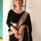 trueBrowns Velvet Silk Embroidered Ready Pleated Saree | Swadesiicart