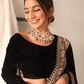 trueBrowns Black Velvet Embroidered Lace Blouse | Swadesiicart