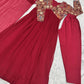 Lorenvalley Fashion Red Heavy Soft Georgette With Embroidered Work Fully Flared Anarkali Pant With Dupatta Set - Red | Swadesiicart