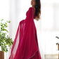 Lorenvalley Fashion Pink Georgette Anarkali Gown Dupatta Set With Pant Ready to Wear - Pink | Swadesiicart