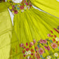 Lorenvalley Fashion Parrot Soft Organza Silk With Floral Print Fully Flared Anarkali Pant With Dupatta Set - Green | Swadesiicart