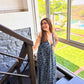 trueBrowns Indigo Dabu Floral Print Cotton Sleeveless Dress | Relove - Swadesiicart