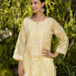 Gharana India Sahiba Chikankari Pastel Yellow Cotton Kurta With Bakhiya Work | Swadesiicart