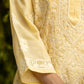 Gharana India Sahiba Chikankari Pastel Yellow Cotton Kurta With Bakhiya Work | Swadesiicart
