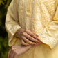 Gharana India Sahiba Chikankari Pastel Yellow Cotton Kurta With Bakhiya Work | Swadesiicart
