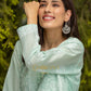 Gharana India Sahiba Chikankari Pastel Green Cotton Kurta With Bakhiya Work | Swadesiicart