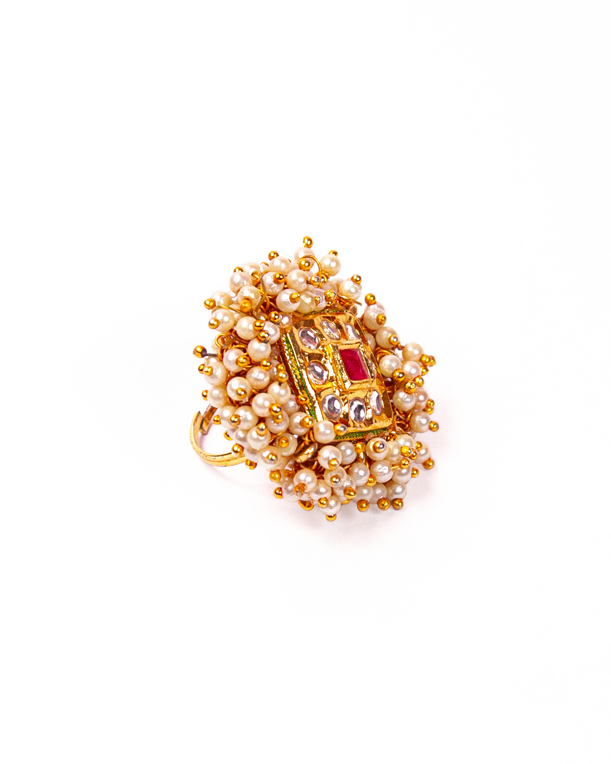 Gold-Polished Alloy Ethnic Designer Cocktail Ring - The Pari | Swadesiicart