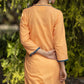 Gharana India Mul Cotton Blush Orange Kurta With Fine Chikankari In Blue Thread | Swadesiicart