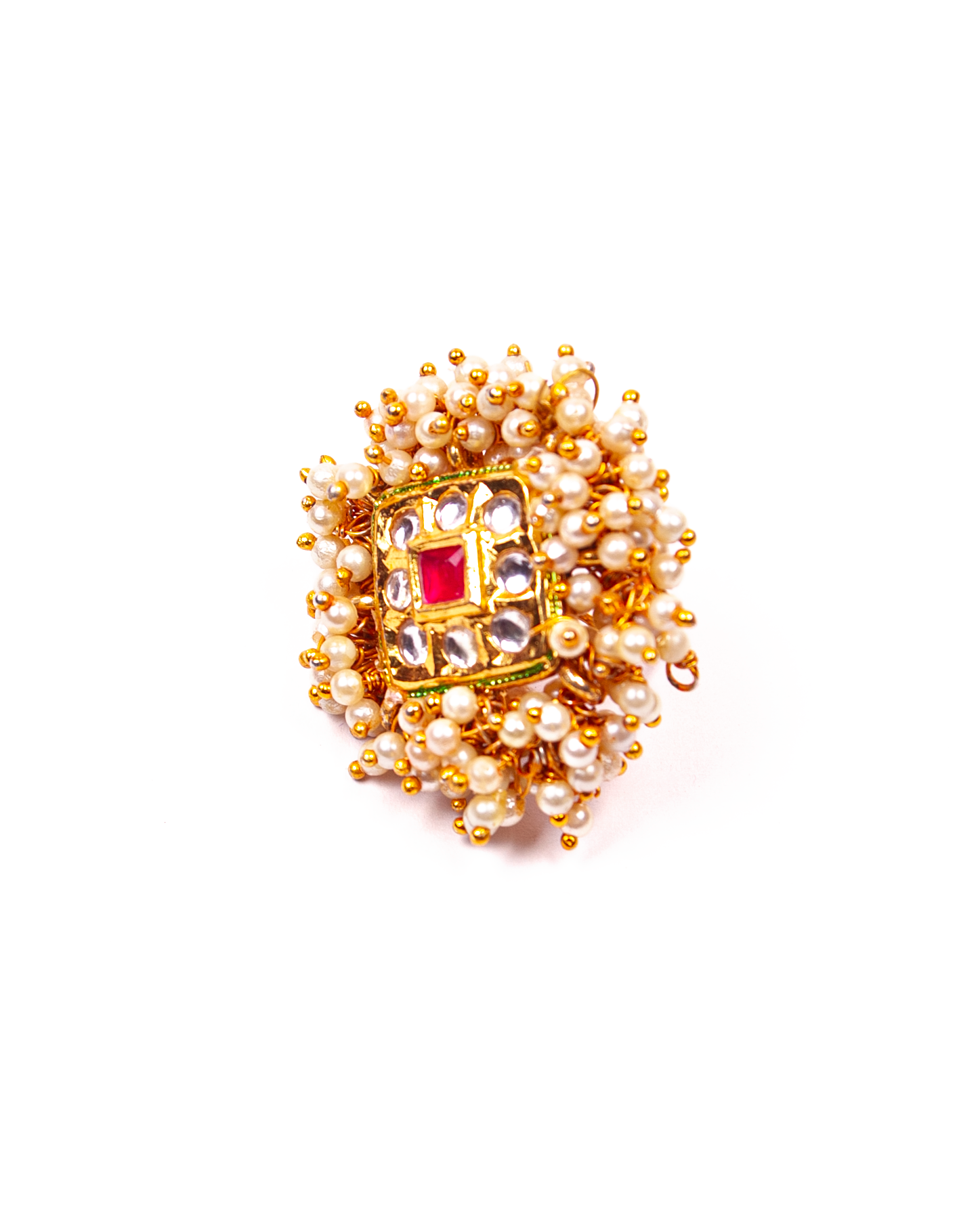 Gold-Polished Alloy Ethnic Designer Cocktail Ring - The Pari | Swadesiicart