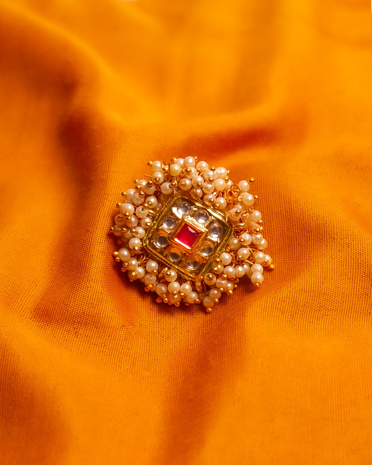 Gold-Polished Alloy Ethnic Designer Cocktail Ring - The Pari | Swadesiicart