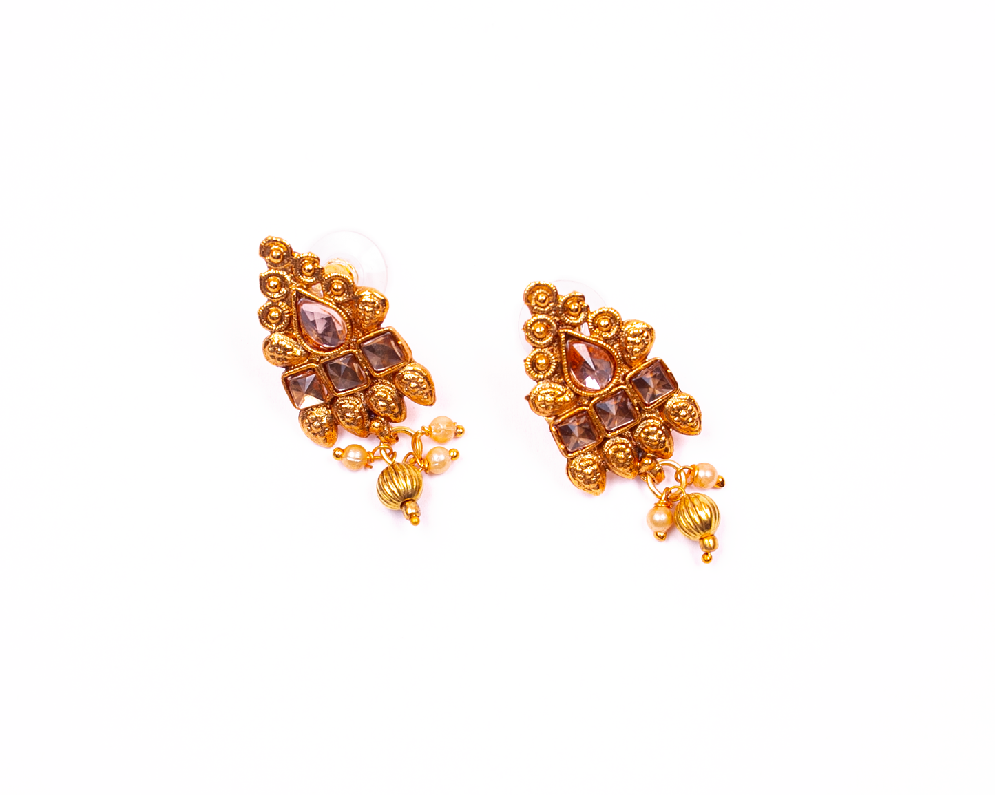 Gold-Polished Alloy Black Beaded Necklace Set - The Pari - Swadesiicart