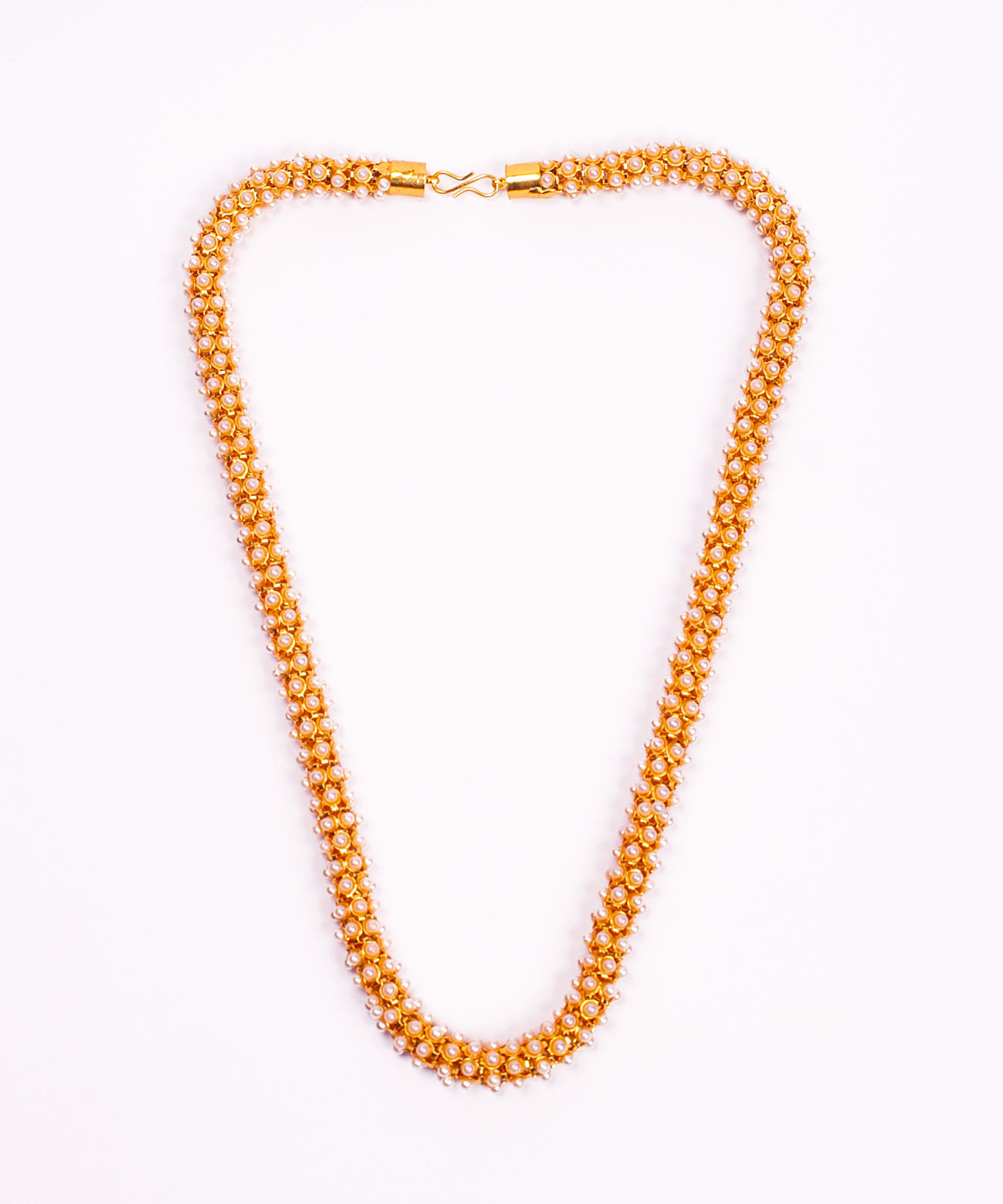Gold-Polished Alloy Pearl Studded Chain Necklace - The Pari - The Pari - Dinesh Associates
