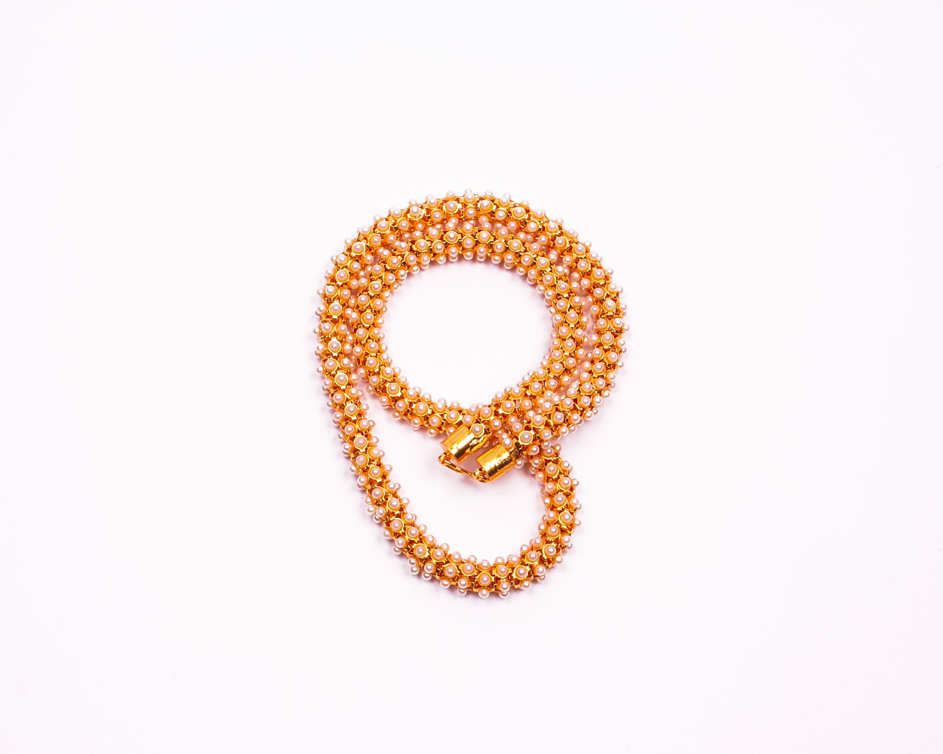 Gold-Polished Alloy Pearl Studded Chain Necklace - The Pari - Swadesiicart