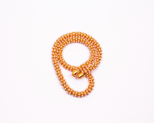 Gold-Polished Alloy Pearl Studded Chain Necklace - The Pari - Swadesiicart