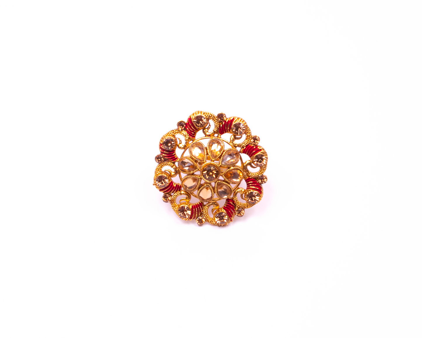 Gold-Polished Alloy Ethnic Designer Cocktail Ring - The Pari | Swadesiicart