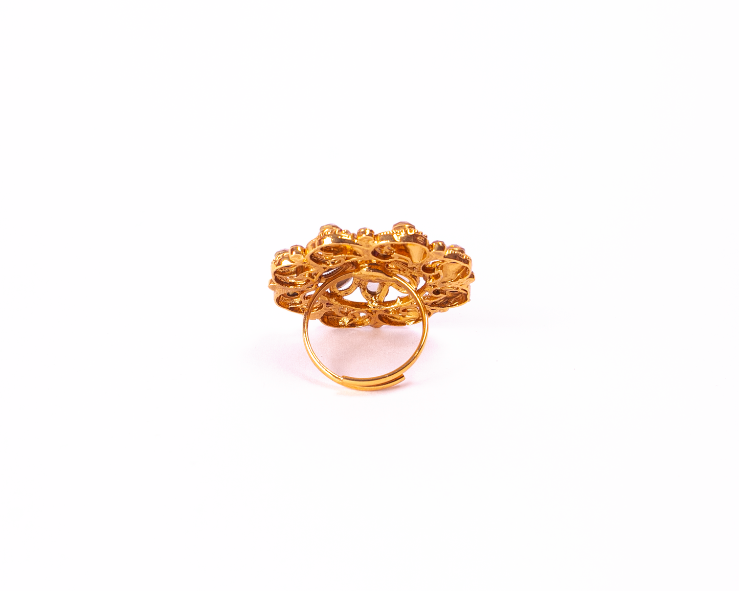Gold-Polished Alloy Ethnic Designer Cocktail Ring - The Pari | Swadesiicart
