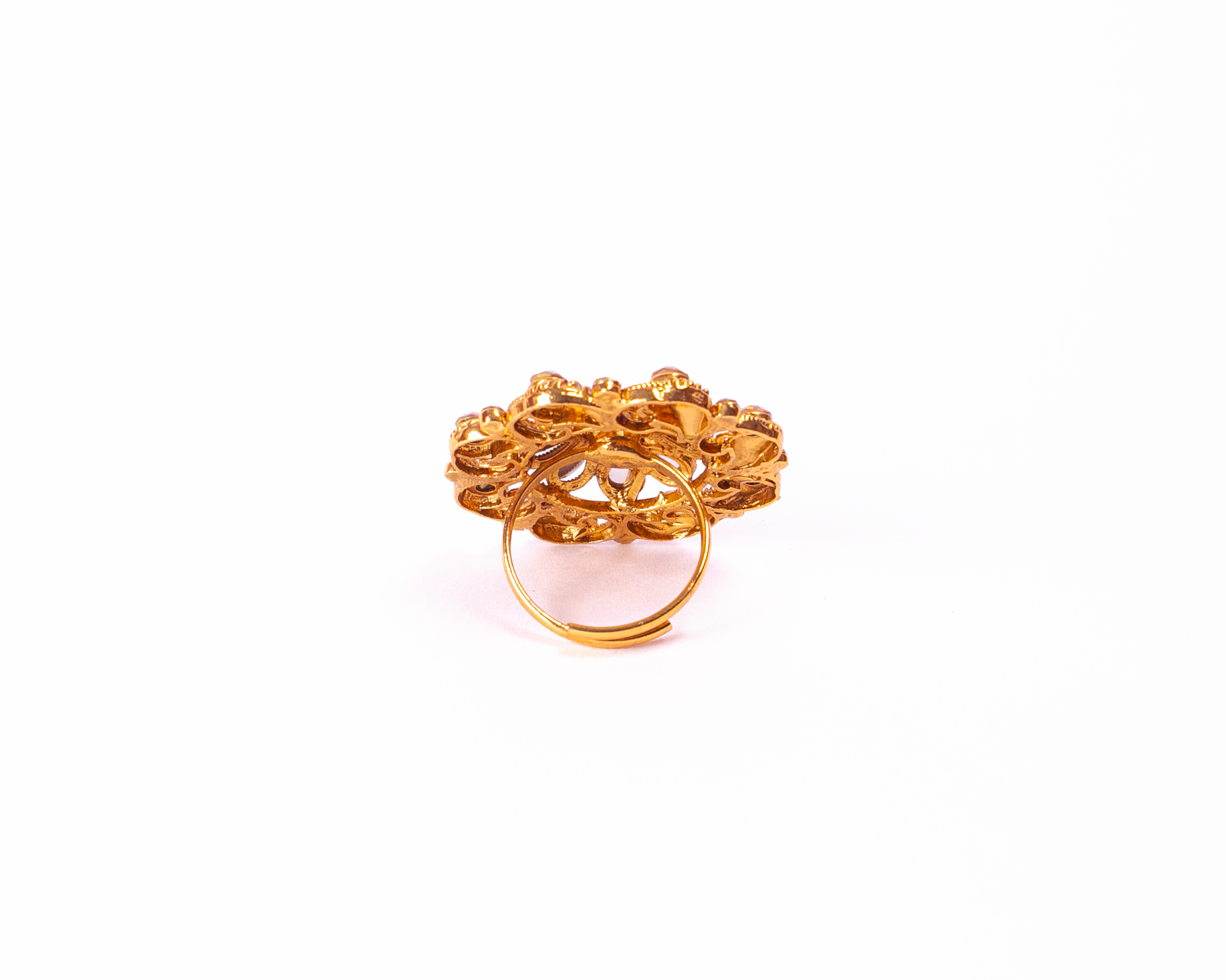 Gold-Polished Alloy Ethnic Designer Cocktail Ring - The Pari | Swadesiicart