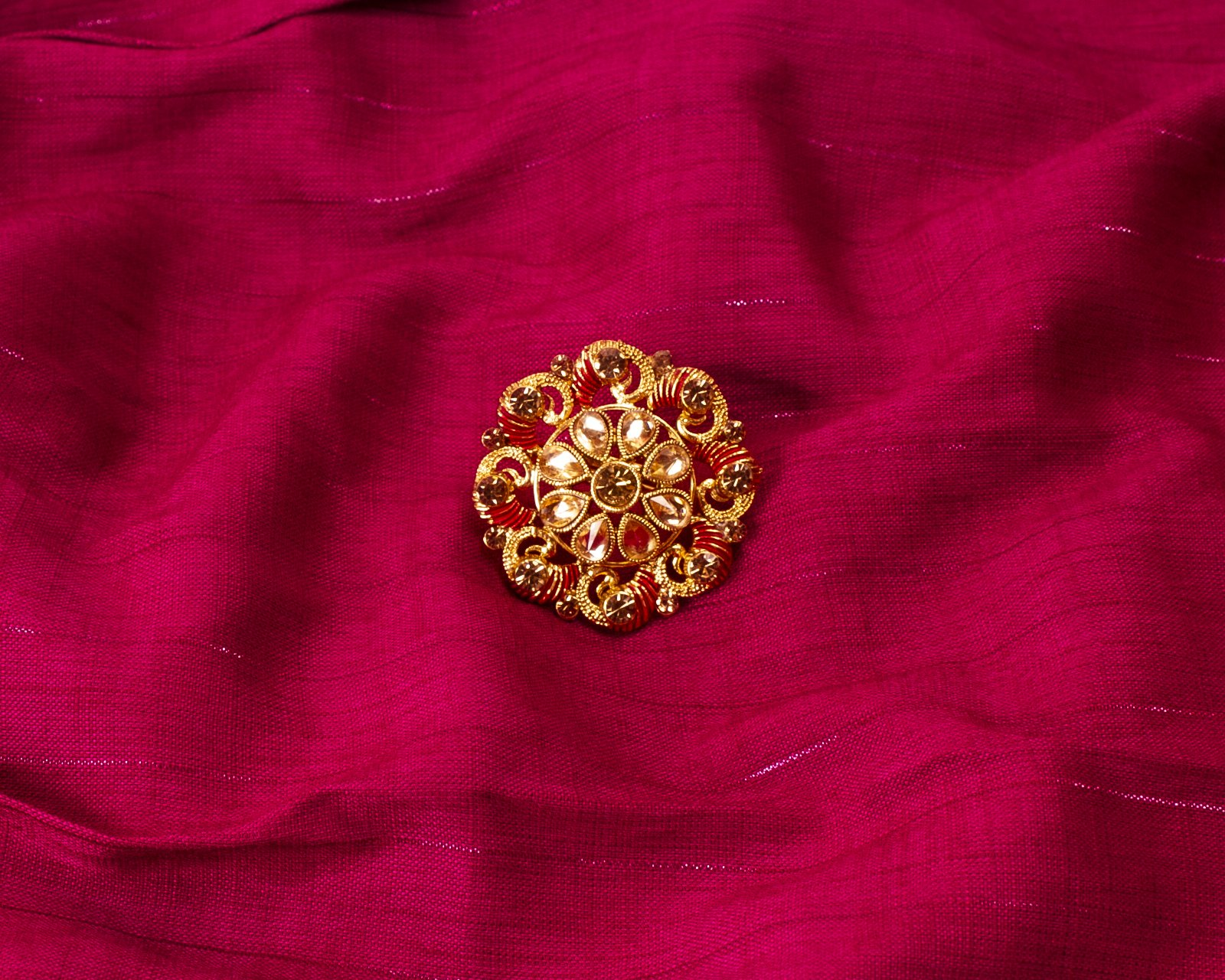 Gold-Polished Alloy Ethnic Designer Cocktail Ring - The Pari | Swadesiicart