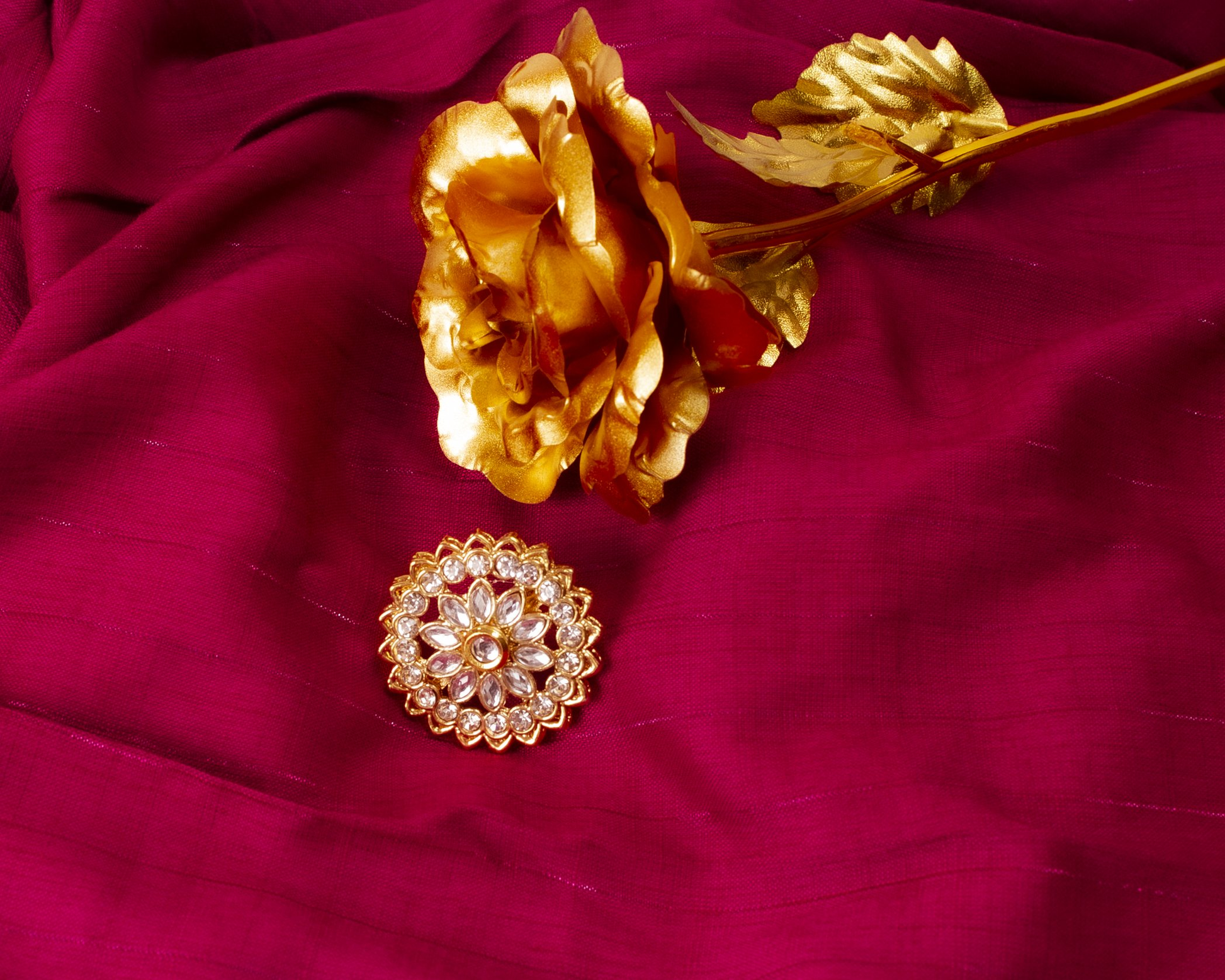 Gold-Polished Alloy Classic Ethnic Cocktail Ring - The Pari | Swadesiicart