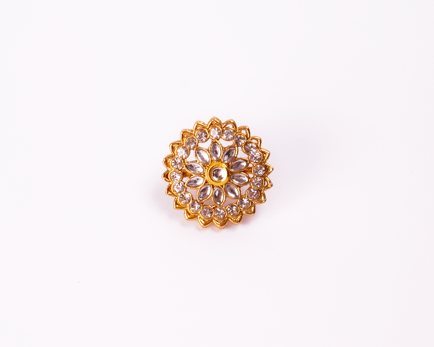 Gold-Polished Alloy Classic Ethnic Cocktail Ring - The Pari | Swadesiicart