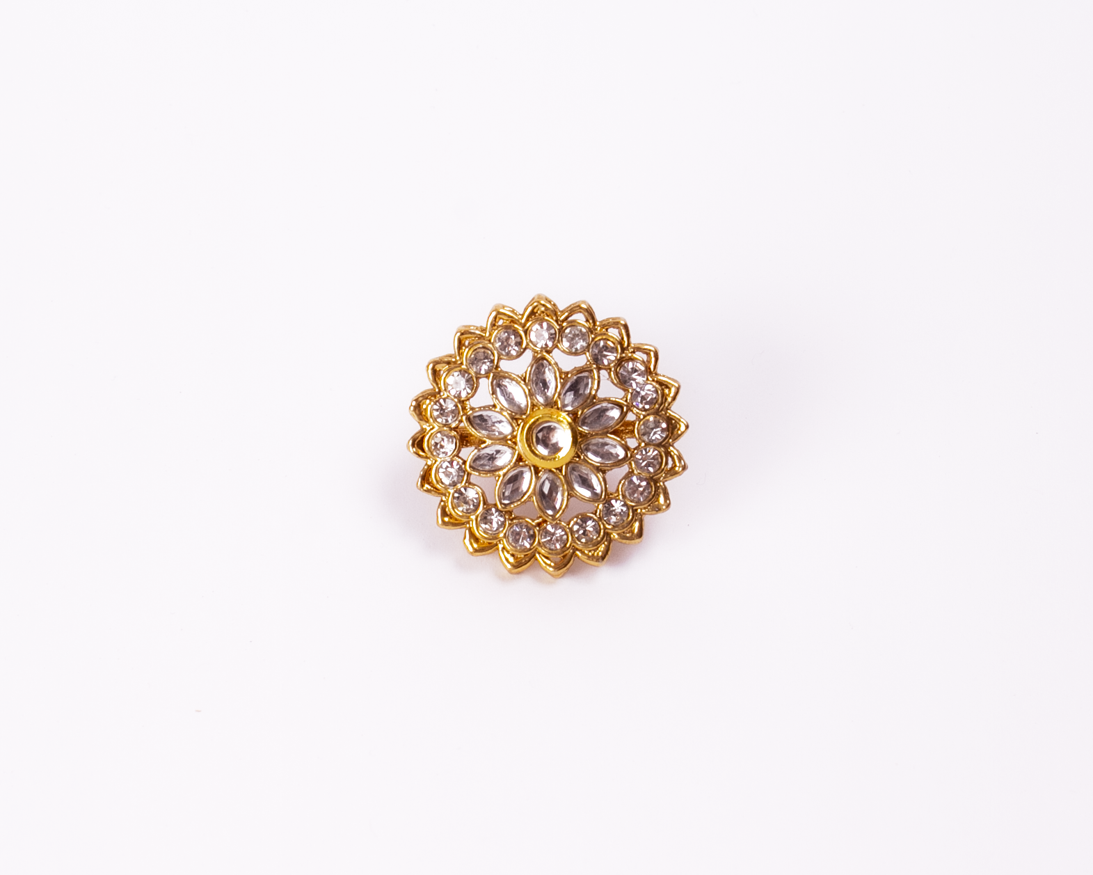 Gold-Polished Alloy Classic Ethnic Cocktail Ring - The Pari | Swadesiicart