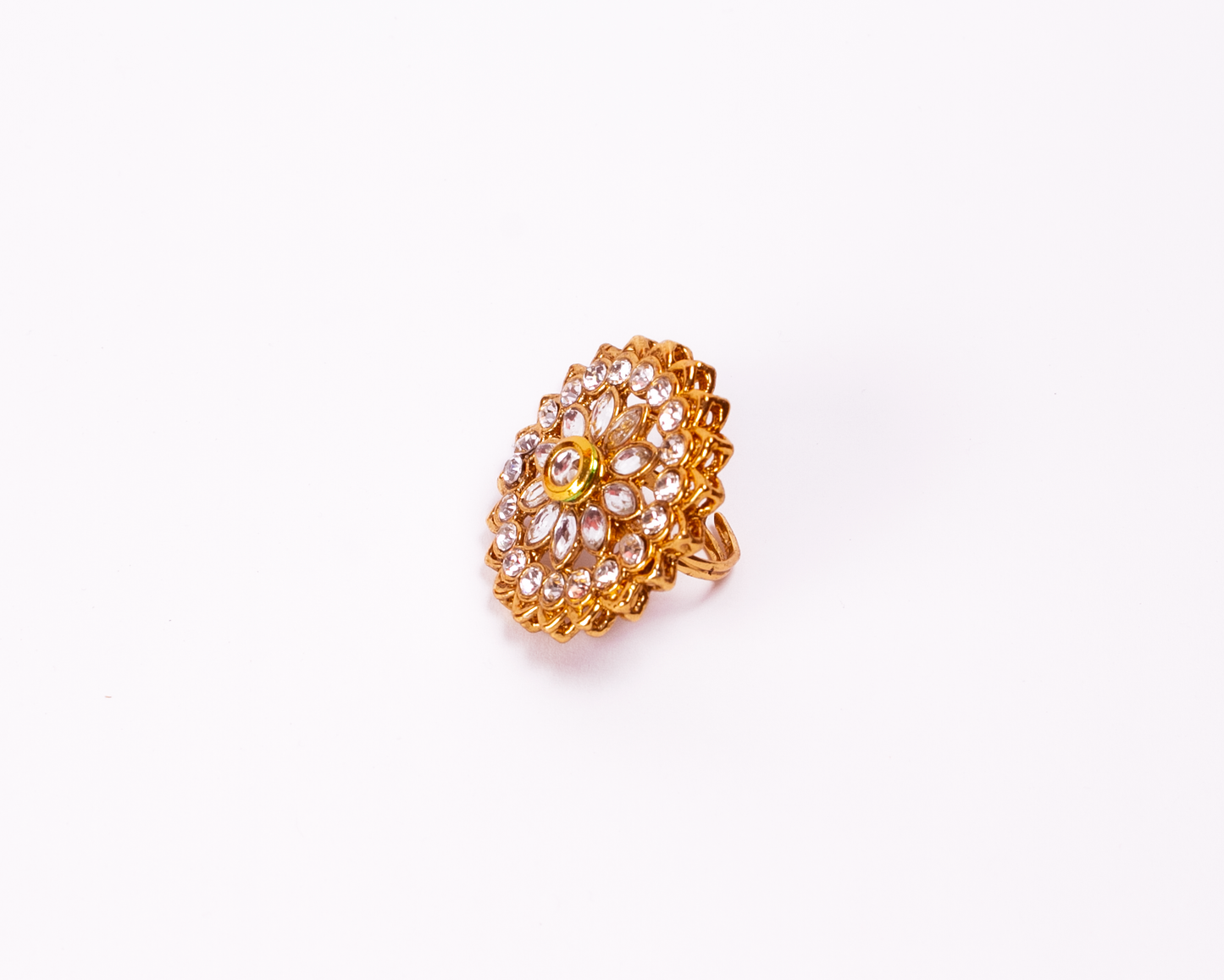 Gold-Polished Alloy Classic Ethnic Cocktail Ring - The Pari | Swadesiicart