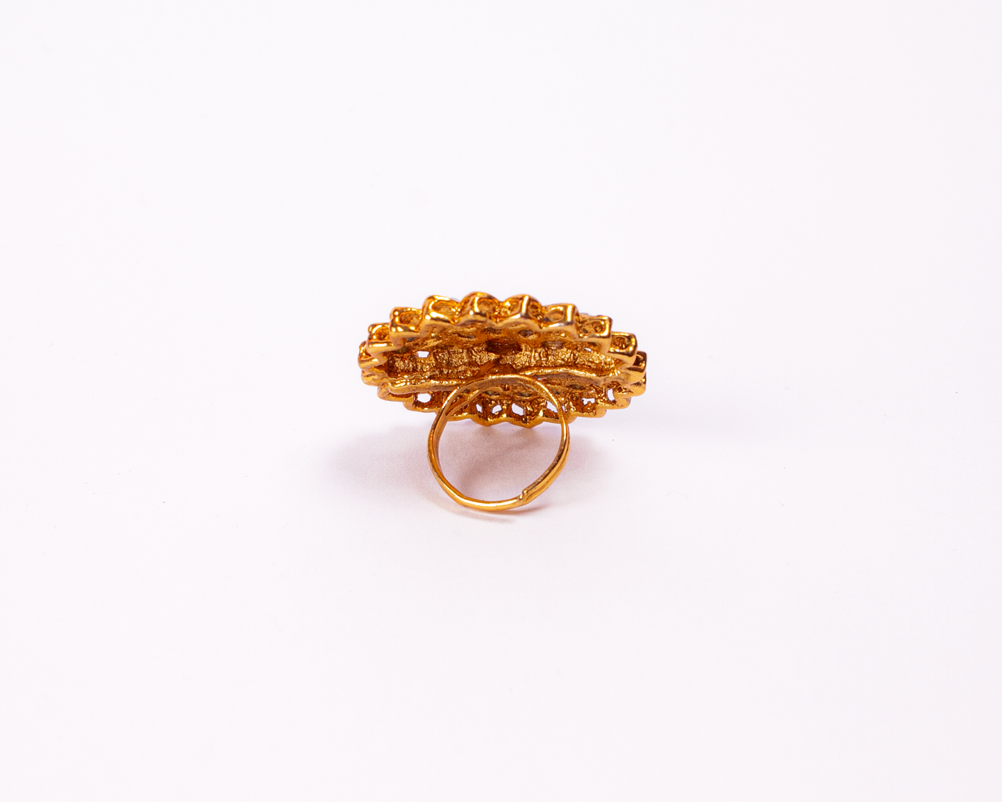 Gold-Polished Alloy Classic Ethnic Cocktail Ring - The Pari | Swadesiicart