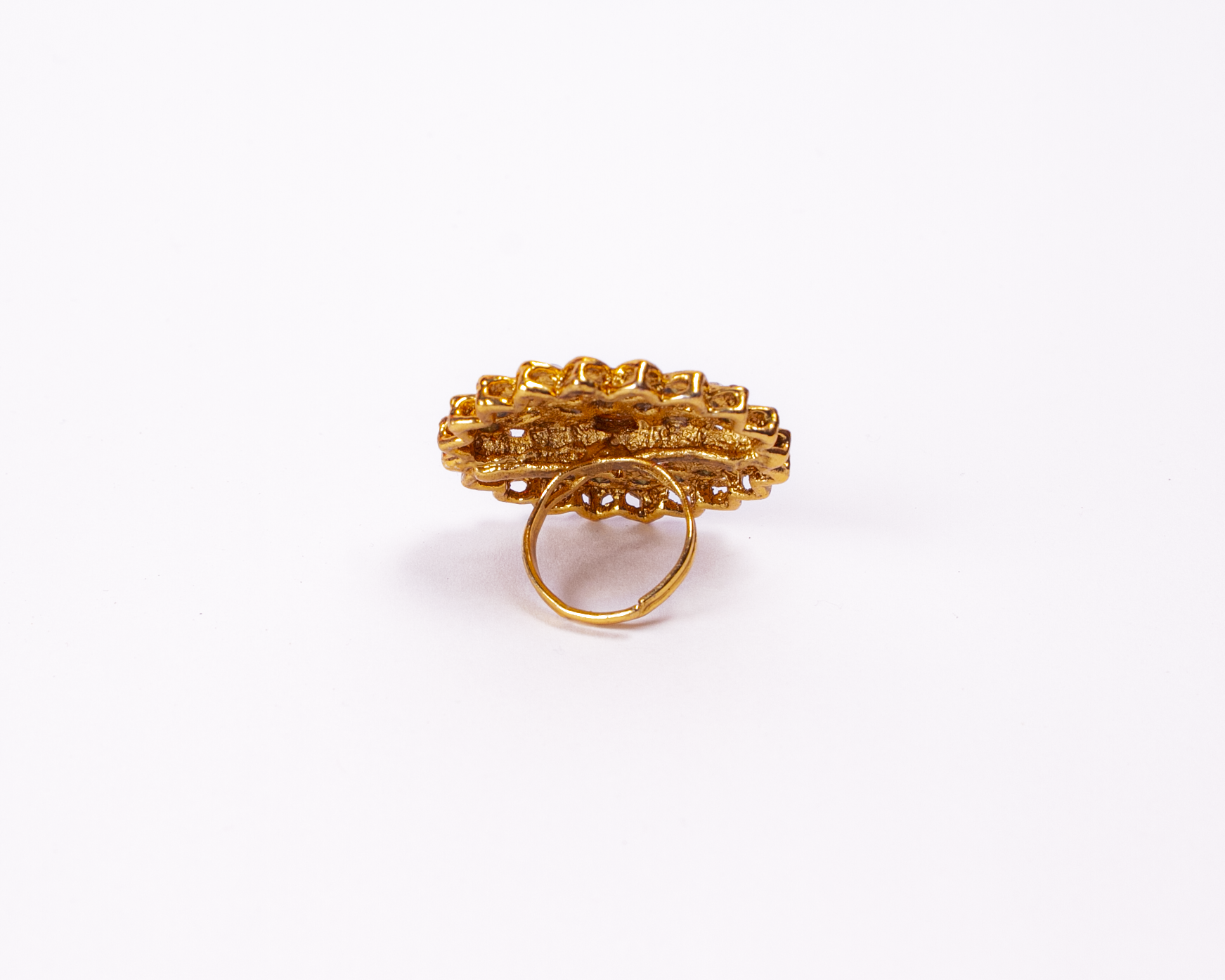 Gold-Polished Alloy Classic Ethnic Cocktail Ring - The Pari | Swadesiicart