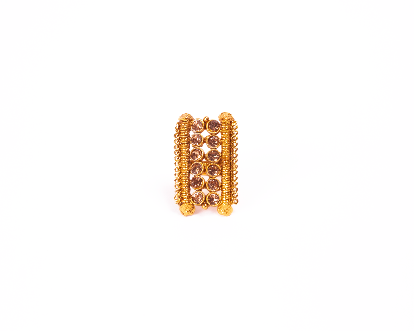 Gold-Polished Alloy Ethnic Designer Cocktail Ring - The Pari | Swadesiicart