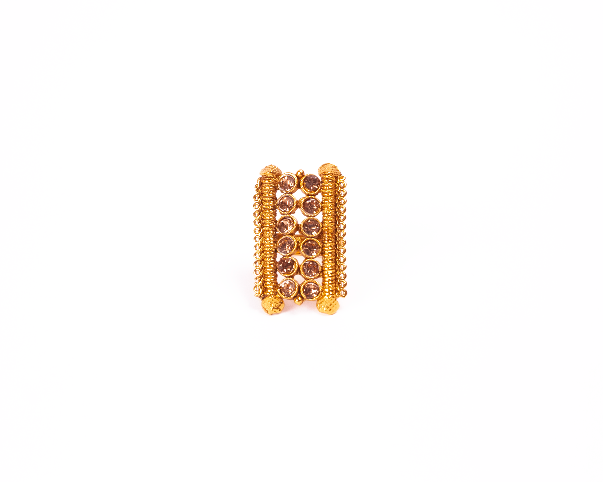 Gold-Polished Alloy Ethnic Designer Cocktail Ring - The Pari | Swadesiicart