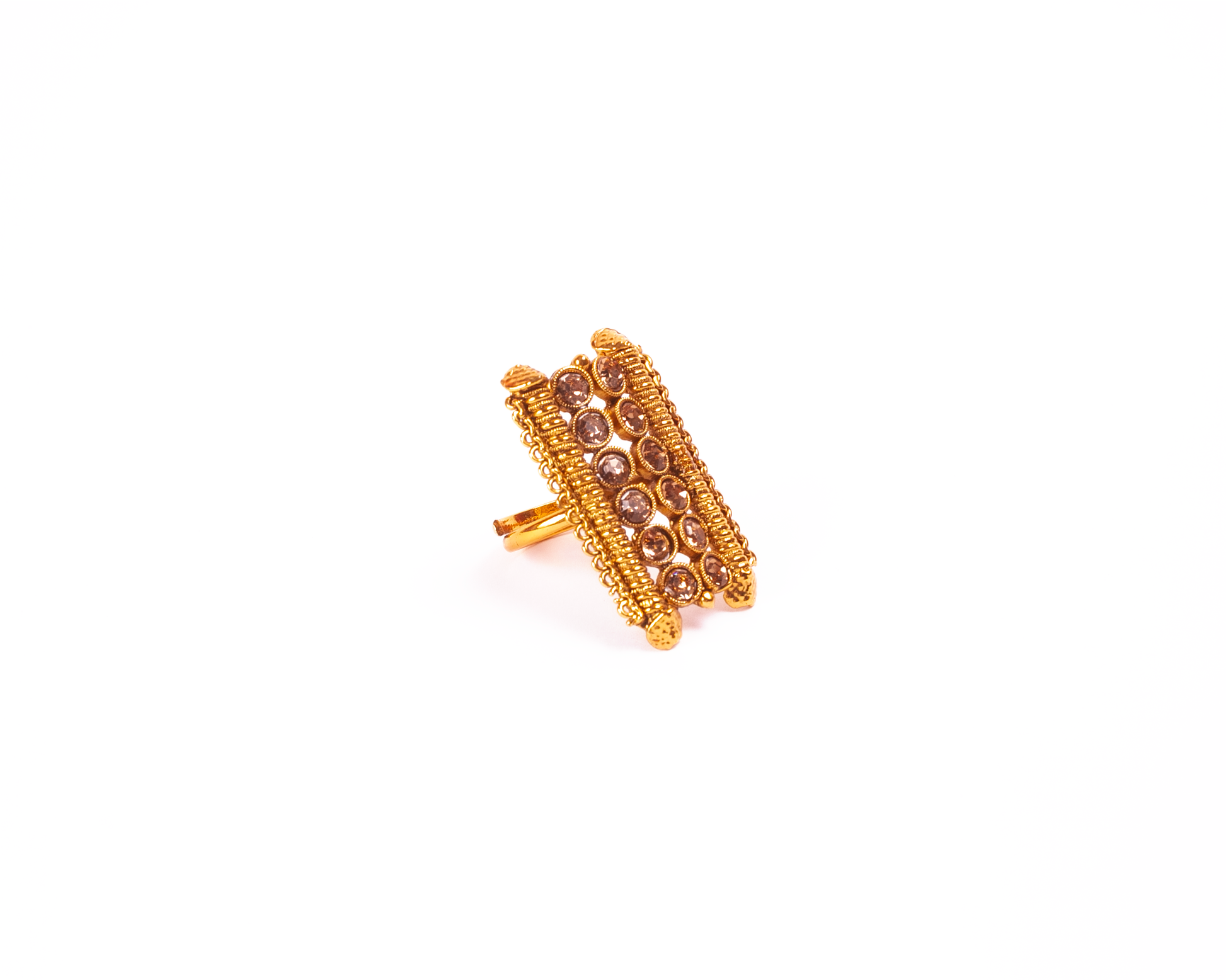 Gold-Polished Alloy Ethnic Designer Cocktail Ring - The Pari | Swadesiicart