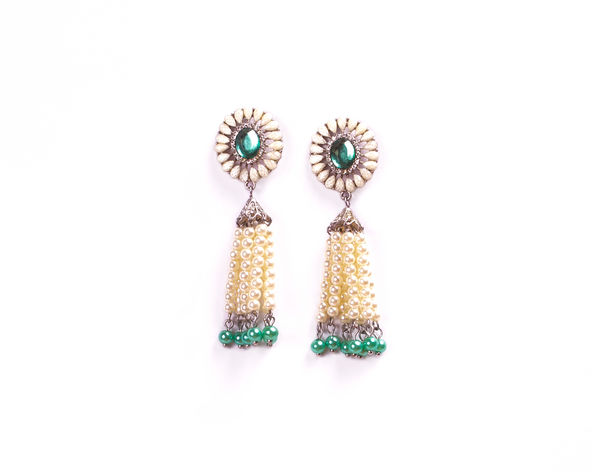 Gold-Polished Alloy Pearl Round Designer Earrings - The Pari - The Pari - Dinesh Associates
