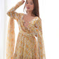 Lorenvalley Fashion Yellow Pure Faux Georgette Zigzag Print Fully Flair Anarkali Pant With Dupatta - Yellow - Swadesiicart
