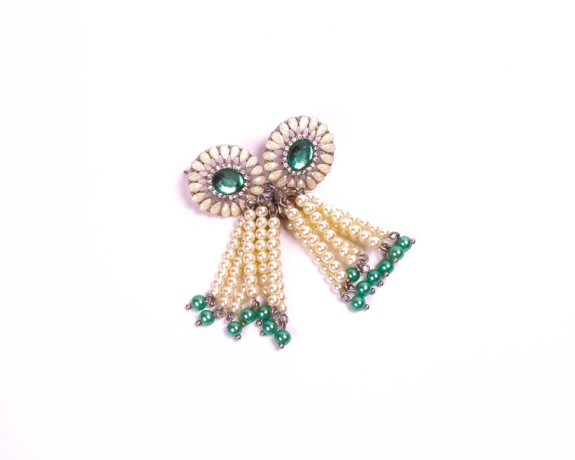Gold-Polished Alloy Pearl Round Designer Earrings - The Pari - Swadesiicart