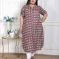 Miravan Women's Plus Size Cotton Floral Printed Cream A-Line Kurta with Buttons - Swadesiicart