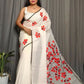 Exclusive Collection Beautiful White Red Pure Cotton Hand Print Handloom Saree With Running Blouse Piece - Swadesiicart