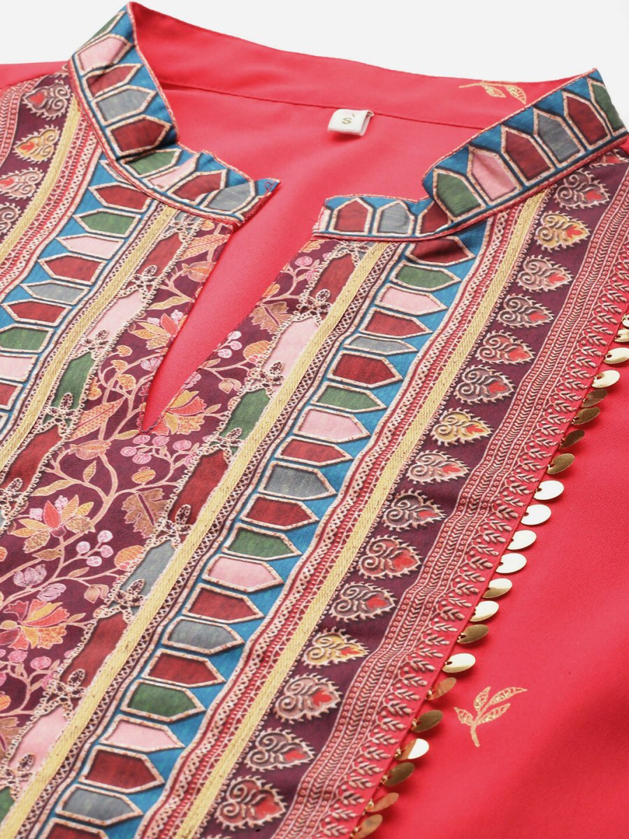 Ahalyaa Women's Traditional Wear Co-ods - Red - Swadesiicart