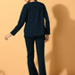 Myshka Women's Navy Blue Solid Coat With Trousers - Swadesiicart