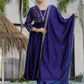 The52 Blue Women's Beautiful Embroidered Vichitra Silk Fabric with Flared Kurta, Pant and Dupatta Set - Swadesiicart