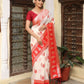 Shree Shyam Fashion White & Red Linen Cotton Saree
