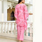 Vaasva Women's Pink Georgette Marble Print Kaftan Pant Set | Swadesiicart