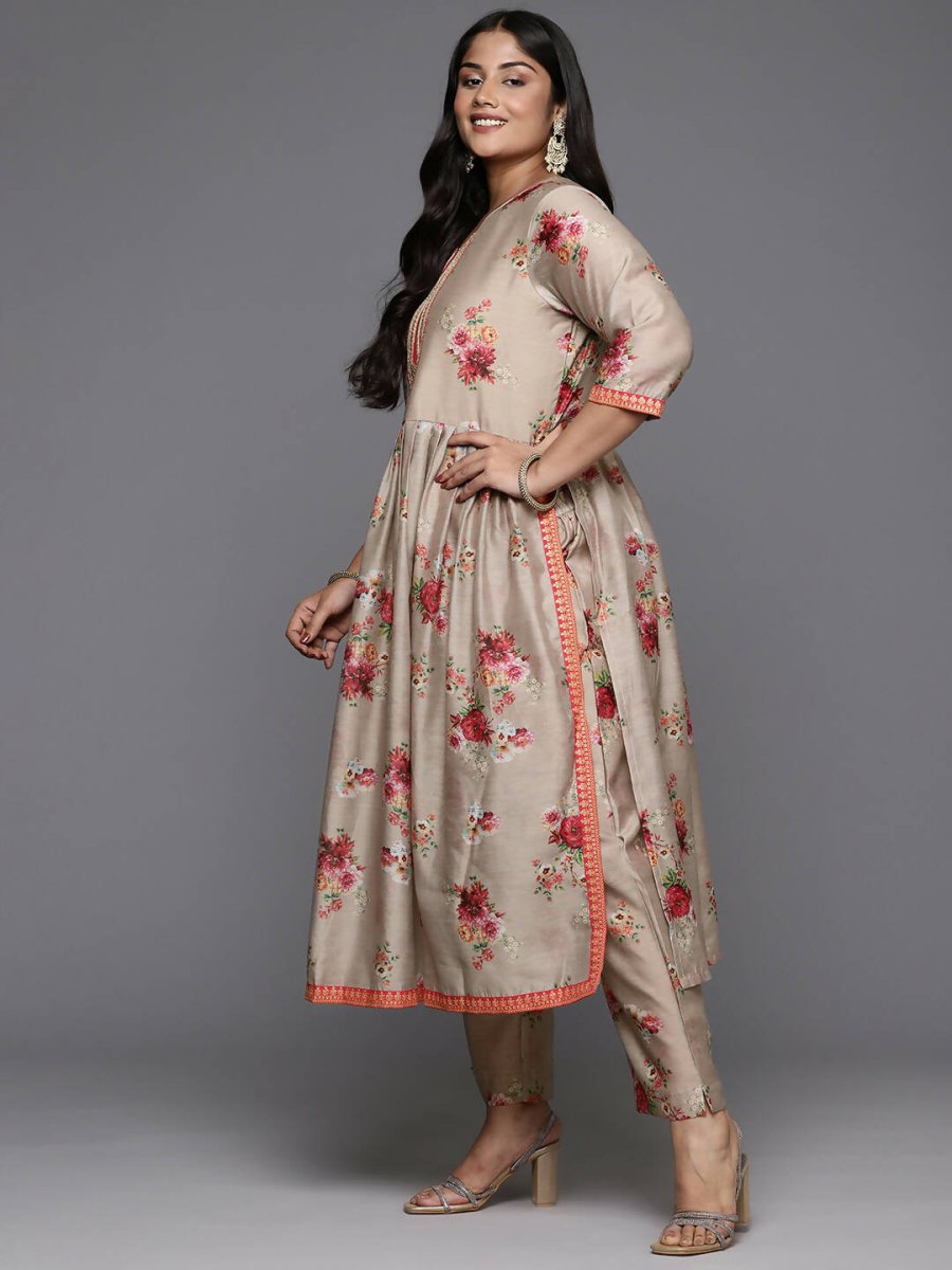 Ahalyaa Women's Traditional wear Kurta Set - Tan | Swadesiicart