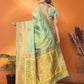 Joban Fashion Banarasi Light Green Woven Soft Silk Saree | Swadesiicart