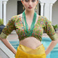 Vishnu Weaves Women's Yellow Raw Silk Patola Zari Woven Saree with Blouse - Swadesiicart