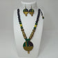 Terracotta Round Pendant Boho Style Medium Necklace Set With Hangings