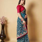 Vamsee Teal Organza Saree - Swadesiicart