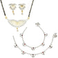 AanyaCentric Gold-Polished Mangalsutra Pendant Earring Set & Silver Plated Anklet - AanyaCentric