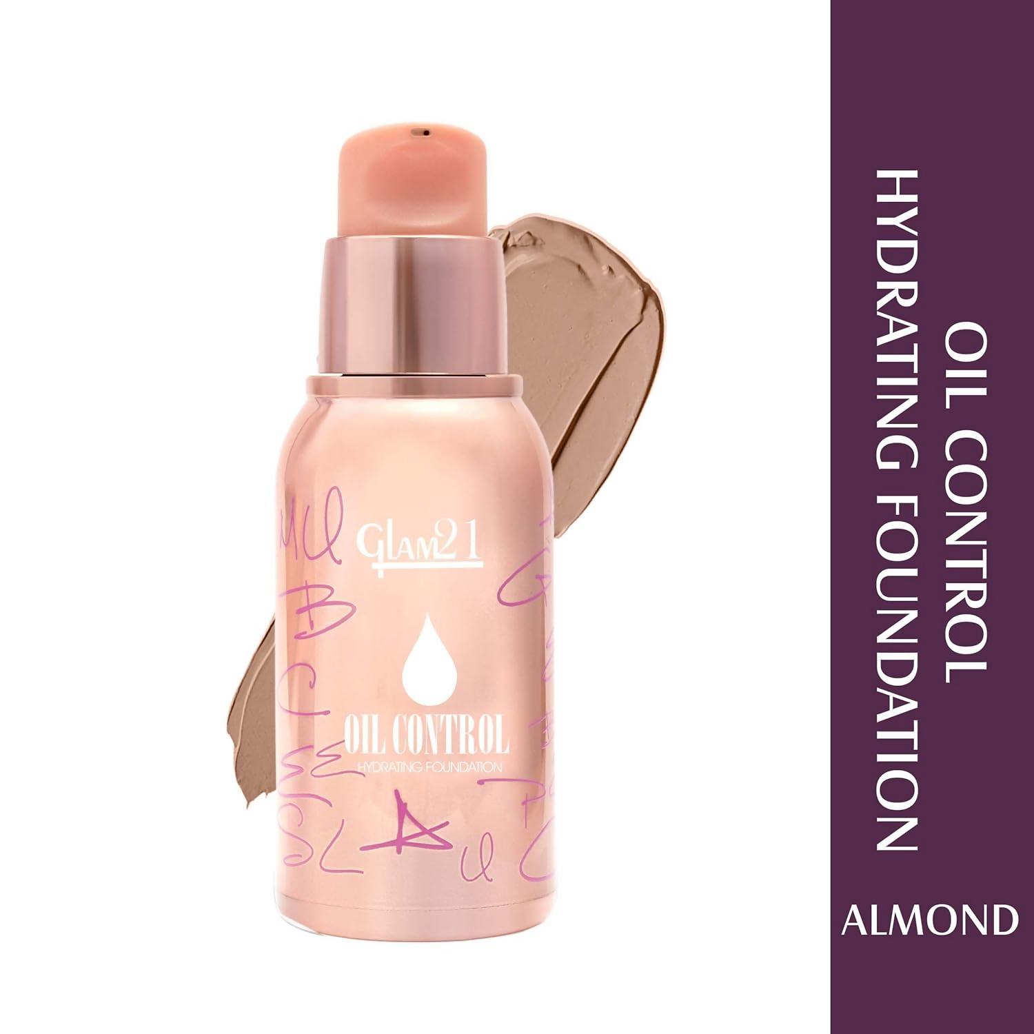 Glam21 Oil Control Hydrating Foundation - 04 Almond - Swadesiicart